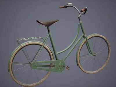 Bicycle Set Low Poly Game Ready vintage Low-poly 3D model