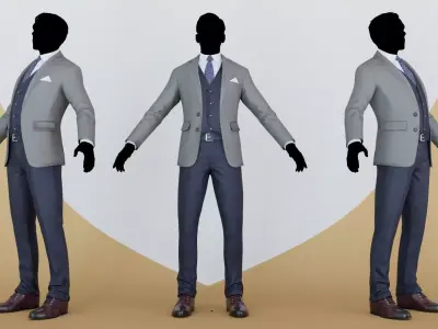 Men Pans with Shirt Blazer and Shoes MixBlueBlackGrey Low-poly 3D model