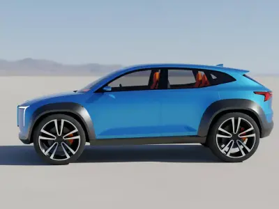 Futuristic Blue Electric SUV Concept Low-poly 3D model