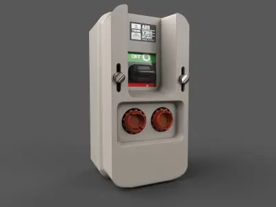 Vintage safety switch with fuses Low-poly 3D model