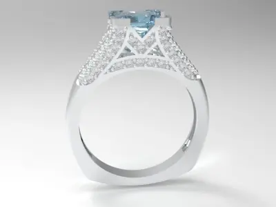 Princess Cut Engagement Ring 3D print model