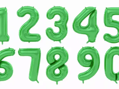 Balloon Numbers Green Color 3D model