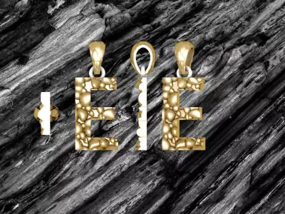 ELETTER Alphabet ROCKS PENDANT 3D print model 3D print model