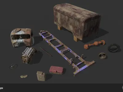 Scrapyard Props Low-poly 3D model
