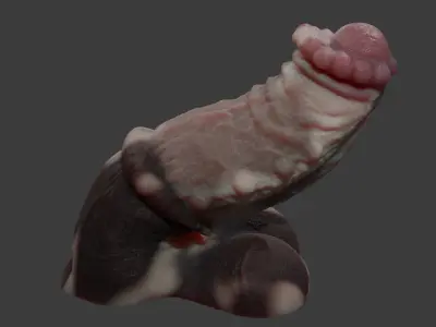 Minotaur Penis Rigged Lowpoly and Highpoly Low-poly 3D model