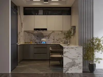 Luxurious Modern Studio Apartment Interior Scene  3D model