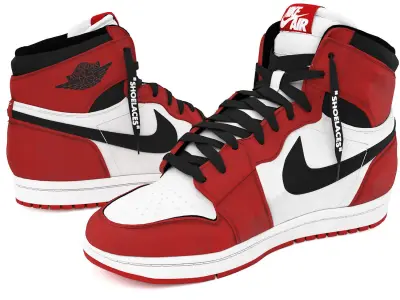 red nike air jordan 1 retro 3D model