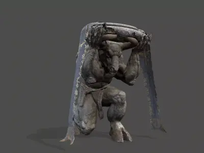 Minotaur Ruin Set Low-poly 3D model