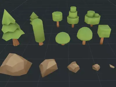 LowPolyTreesAndRockS pine tree Low-poly 3D model