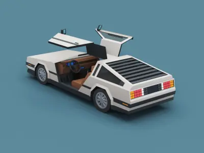 Stylized Cartoon Sport Coupe Car 80s Low-poly 3D model