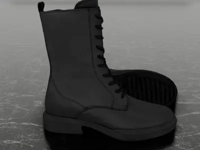 GREYDER 3D BOOTS - LEATHER - BLACK - HIGH Low-poly 3D model