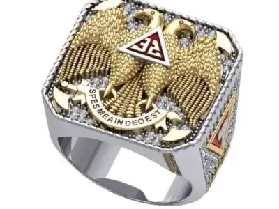 Scottish Rite 32 Degree Masonic Ring 3D print model