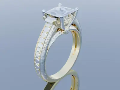 Luxury Diamond Engagement Ring 3D Model Gold  Diamond Jewelry  Low-poly 3D model