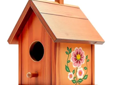 Decorative Birdhouse Model Pack with Floral Design Low-poly 3D model