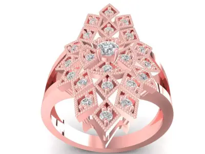 Luxury Floral Cluster Diamond Ring for Women 2767 3D print model