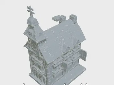 Toy Clock Tower Model with Musical Figurines and Weather Vane Low-poly 3D model