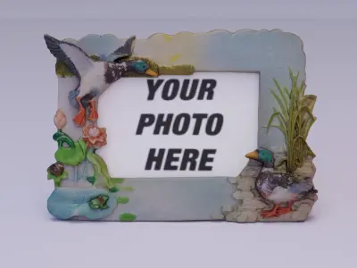 Photo frame witch duck figures high-poly 3D model