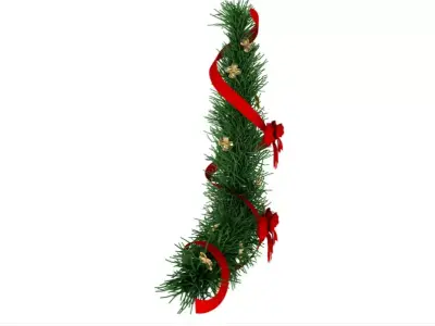 Christmas Corner Decoration with Bows 3D model