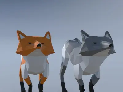 Game Ready Low Poly Animated Fox  Low-poly 3D model