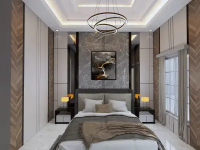 Luxury Modern Interior Design Bedroom with Walking Closet 3D model