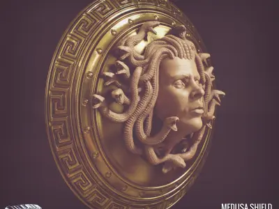 Greek Mythology Medusa Shield 3D Printable Sculpt 3D print model