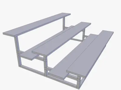 Tribune three wooden benches 3D model