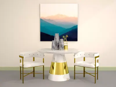 Style Dining Table And Chairs 3D model