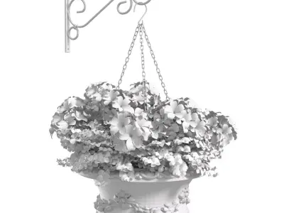 Hanging basket flowerpot rattan pot with flowers  3D model purchase