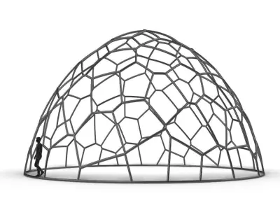 Voronoi Dome structure Geodoesic Like Wireframe 3D model