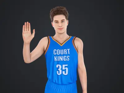 Basketball players Low-poly 3D model