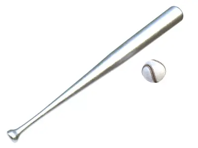 Baseball ball and bat 3D model