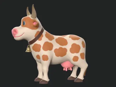 Cartoon Cow V3 Low-poly 3D model