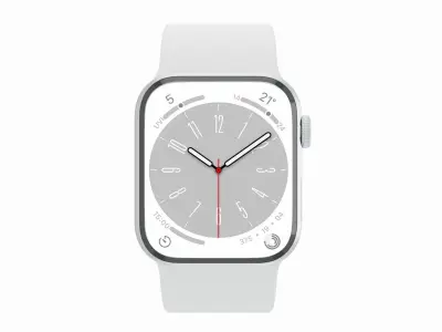 Apple Watch Series 8 Sport Band Silver Color 3D Model Low-poly 3D model