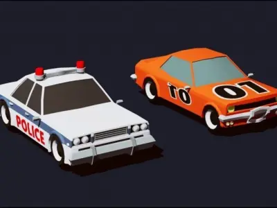 Cartoon Vehicles Low Poly Cars 3D Model Collection 001 Low-poly 3D model