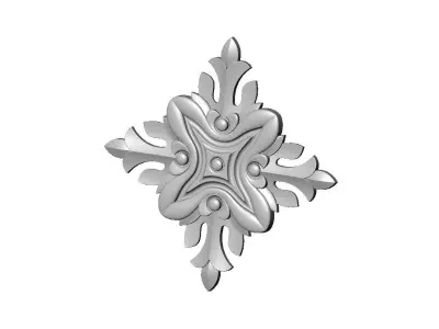 Square floral motif rosette carving molding relief onlay 3D print model