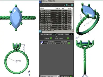 Engagement ring Victoria marquise 3D print model