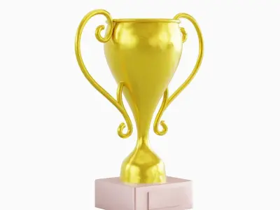 Gold Trophy Cup 02 Low-poly 3D model