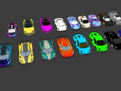 PUBG vehicles Sport Racing pack 3 4 Low-poly 3D model