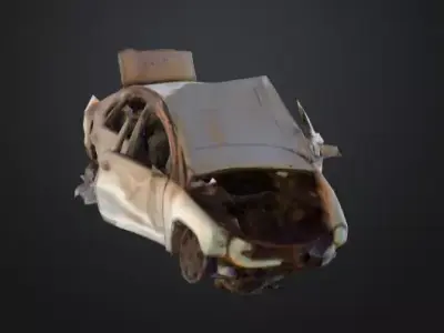Rusty Junk Car Low-poly 3D model