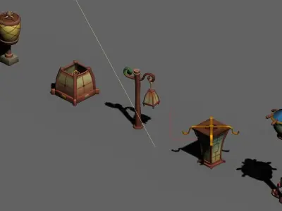 Cartoon world - a group of roadside decorative light 03 3D model