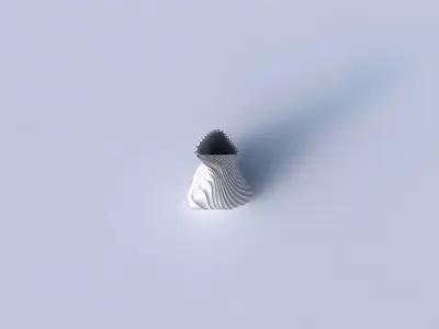 Vase puffy tappered triangle with wavy extruded lines 2 3D print model
