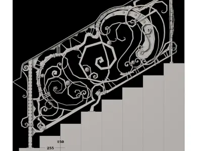 stair railings forging mix style 3D model