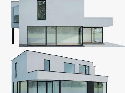 Modern House 01 White and black 3D model