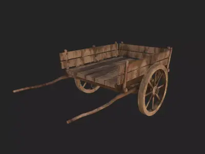 Realistic Medieval Viking Wooden Cart- Game Ready PBR Asset Low-poly 3D model