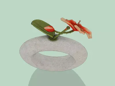 Flower on vase Low-poly 3D model