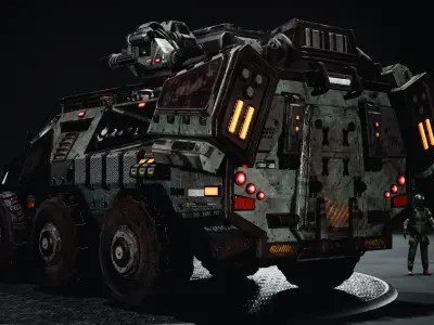 Futuristic Military High-quality Vehicle APC Low-poly 3D model