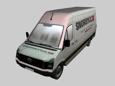 A Volkswagen pickup truck for transportation of goods Low-poly 3D model