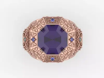 TURKISH STYLE BRIDAL GENTS RING 3D print model