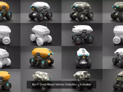 Sci-Fi Droid Robot Vehicle Collection  3D Model Pack