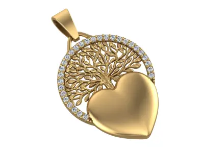Tree of Life Heart Pendant 3D print model